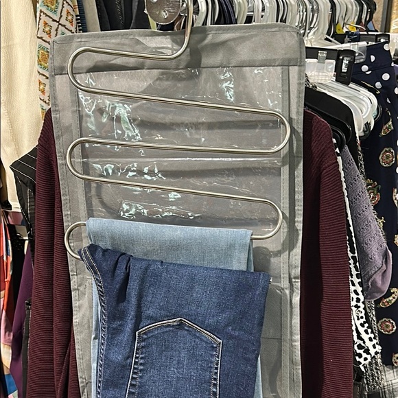 Layered Hanger Sleek Silver Metal Organizer - Leggings Jeans Skirts Scarves NWT - Picture 6 of 6